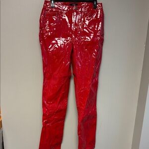 AFRM Heston Red Faux Leather Pants Size 28 Statement Coated Skinny